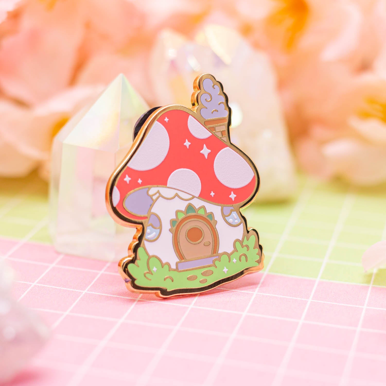 Mushroom House enamel pin