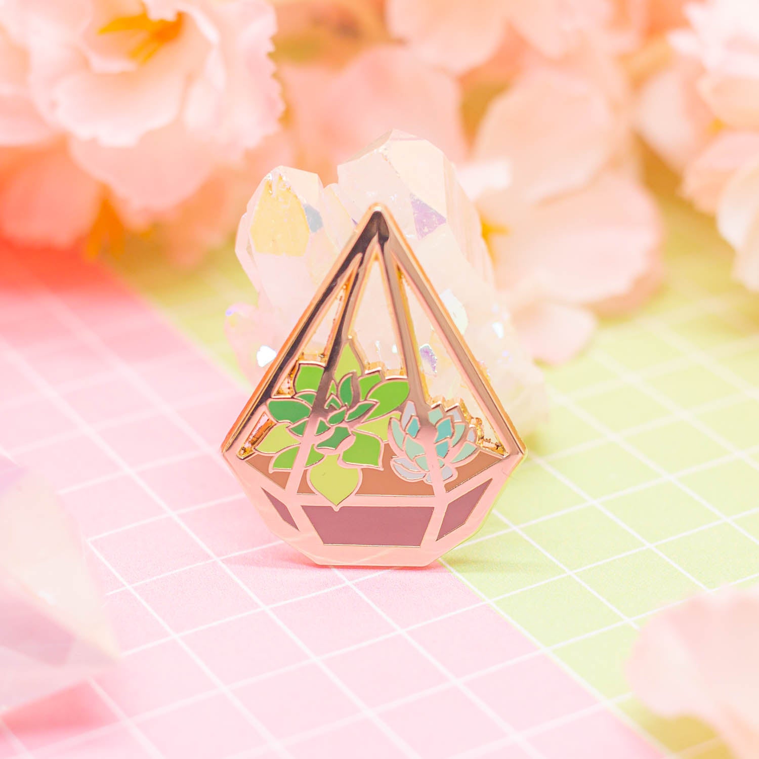 Triangle Succulent Terrarium enamel pin