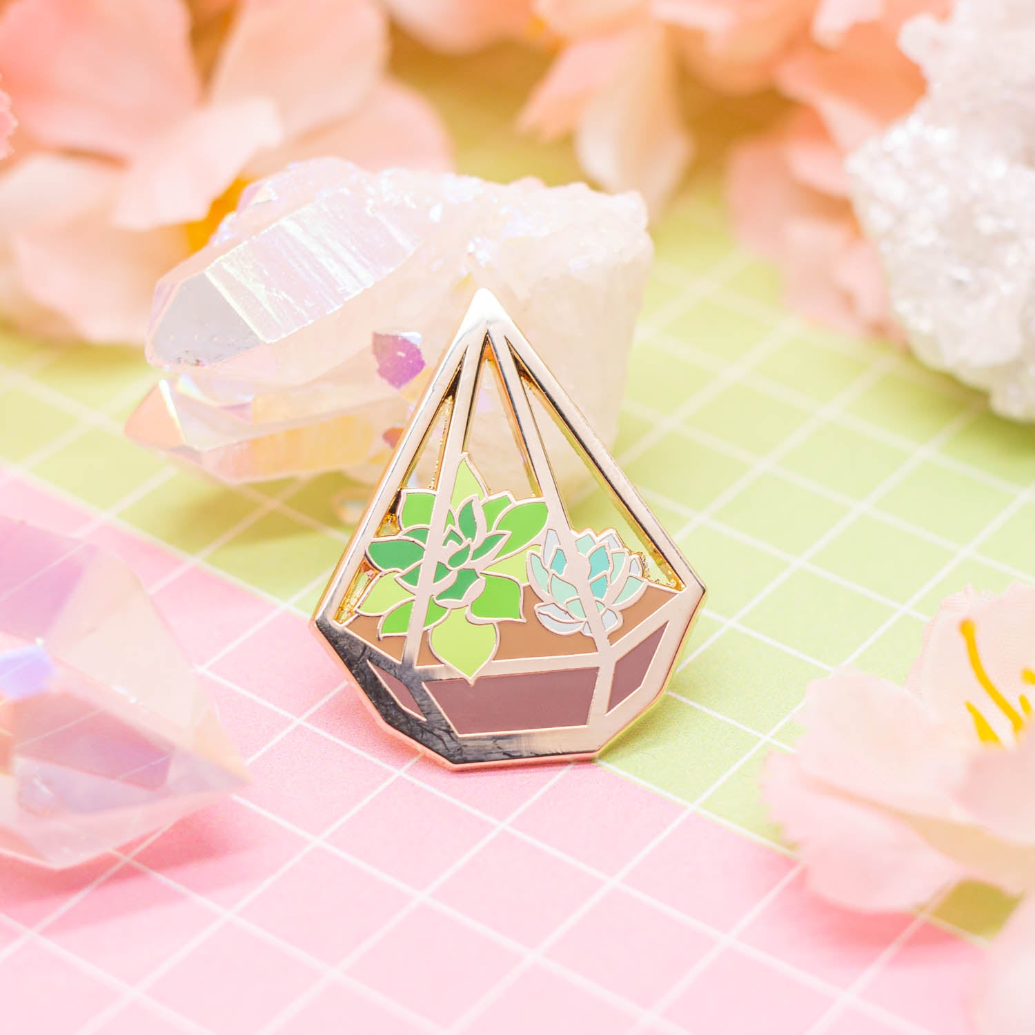 Triangle Succulent Terrarium enamel pin