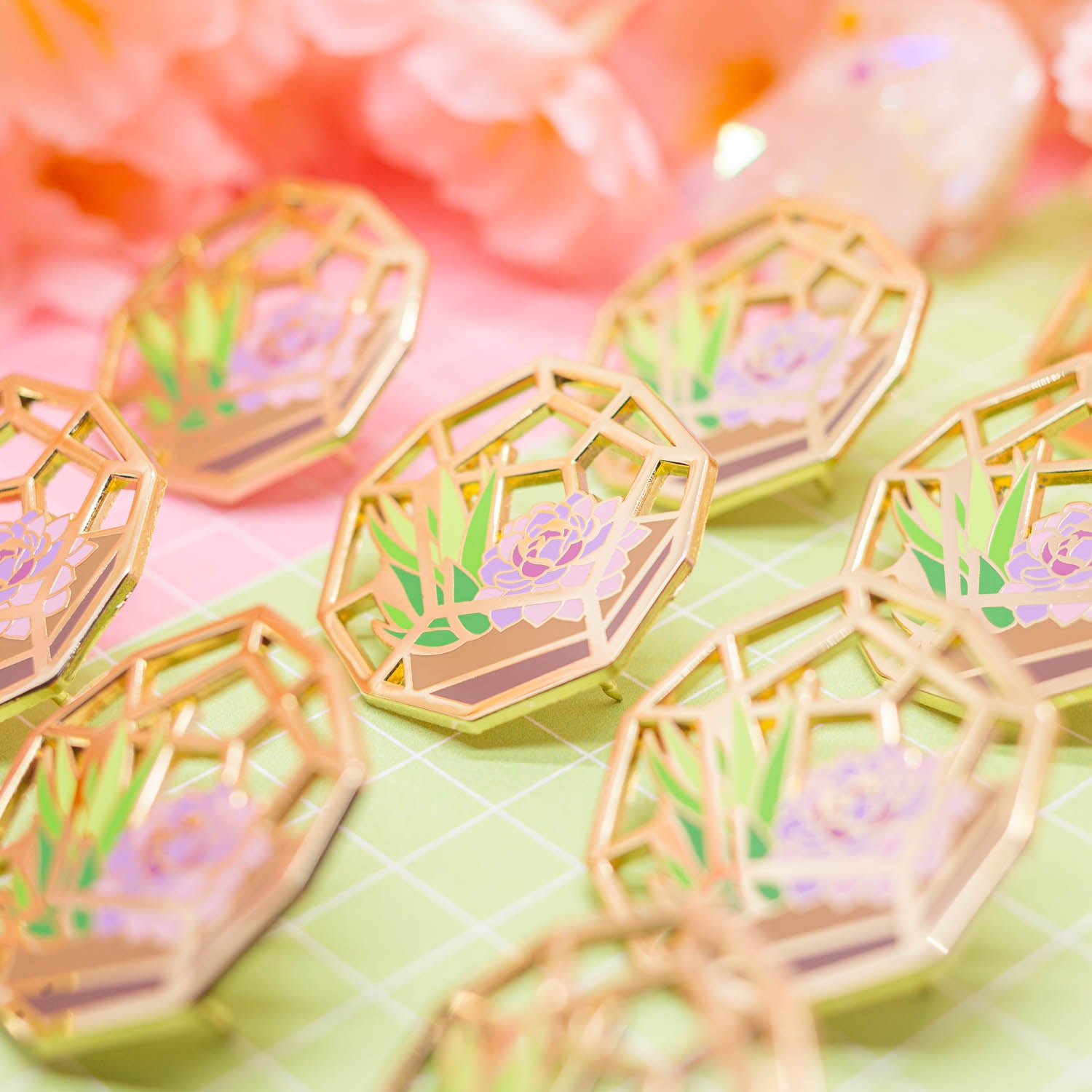 Round Succulent Terrarium enamel pin