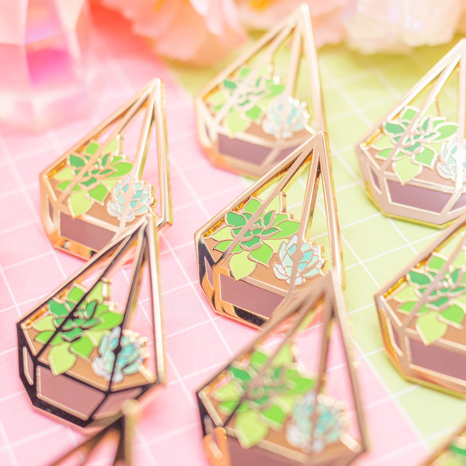Triangle Succulent Terrarium enamel pin