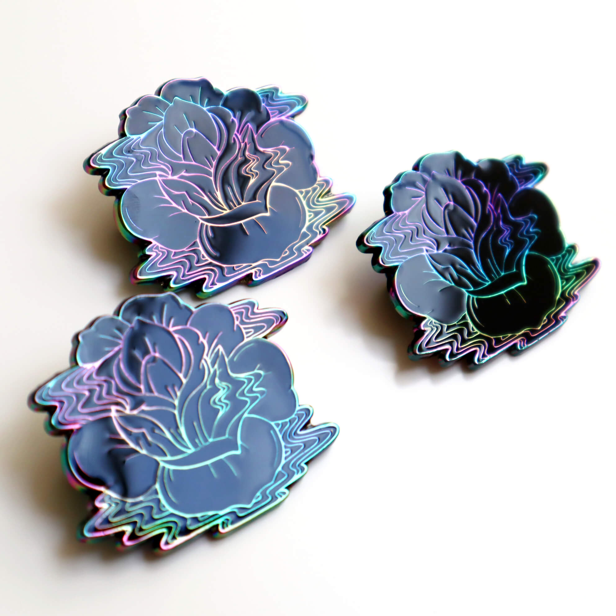 Rainbow Black Rose Enamel Pin