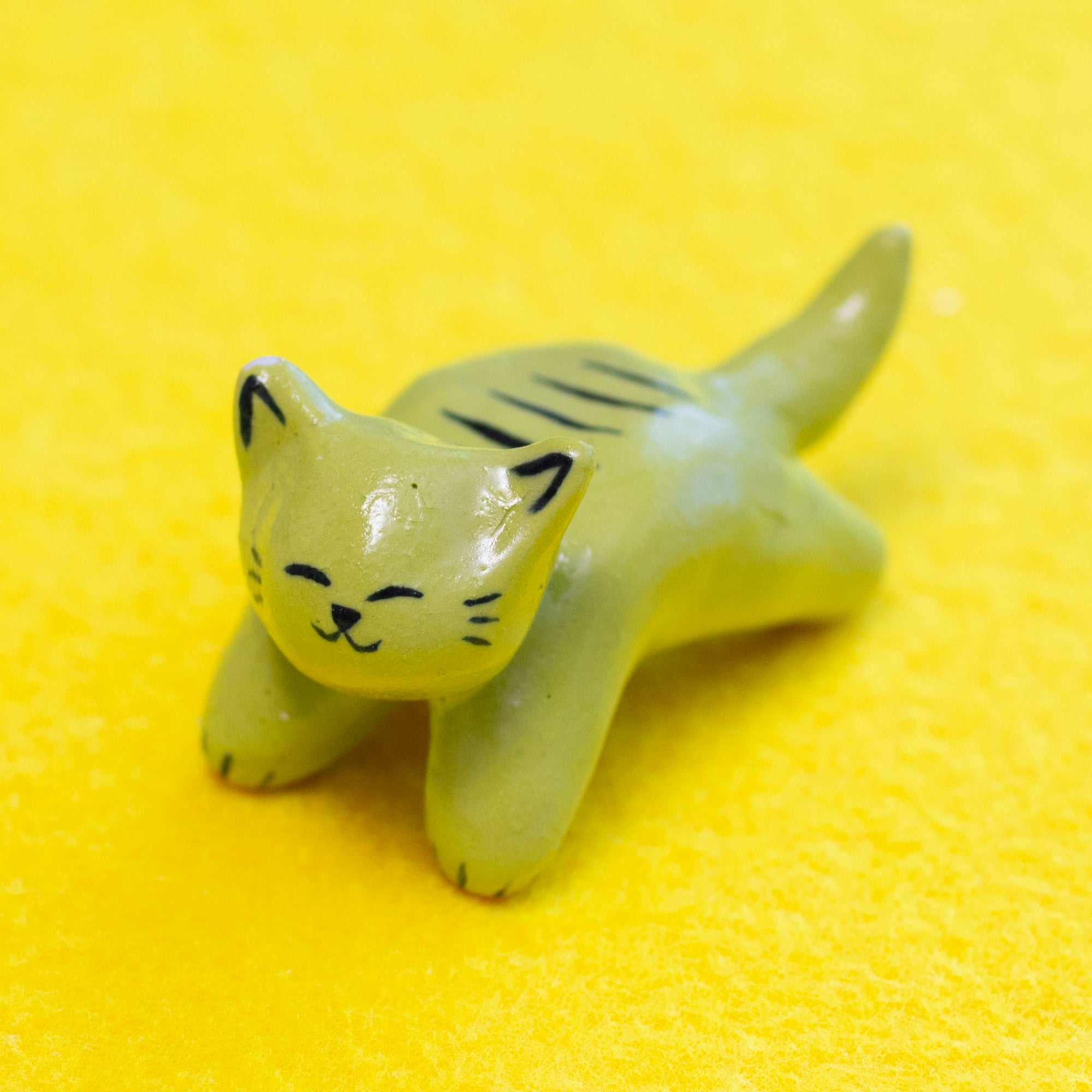 Merry - Lime Green Mini Cat Sculpture