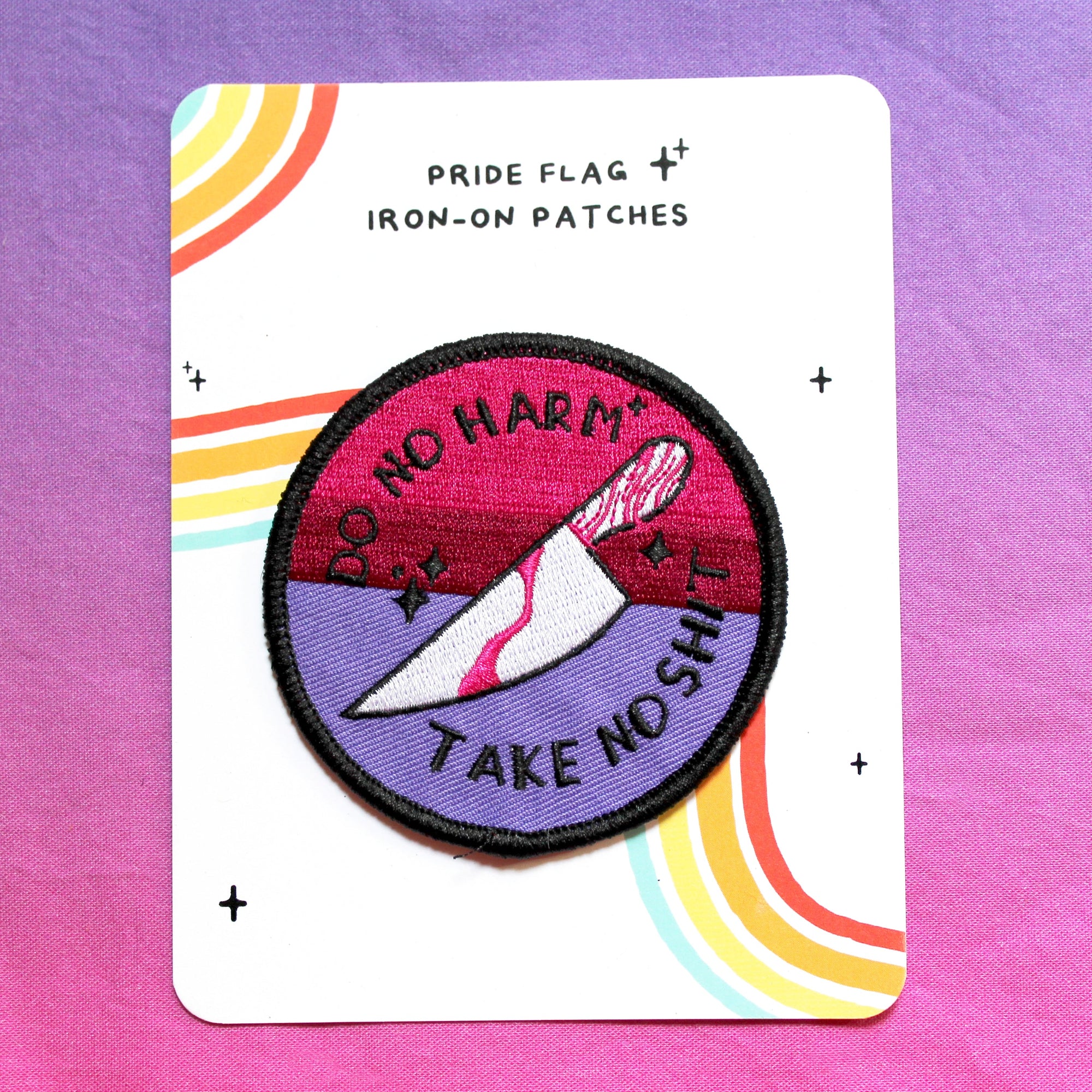 "Do No Harm/Take No Shit" Bisexual Flag Iron-On Embroidered Patch - 2