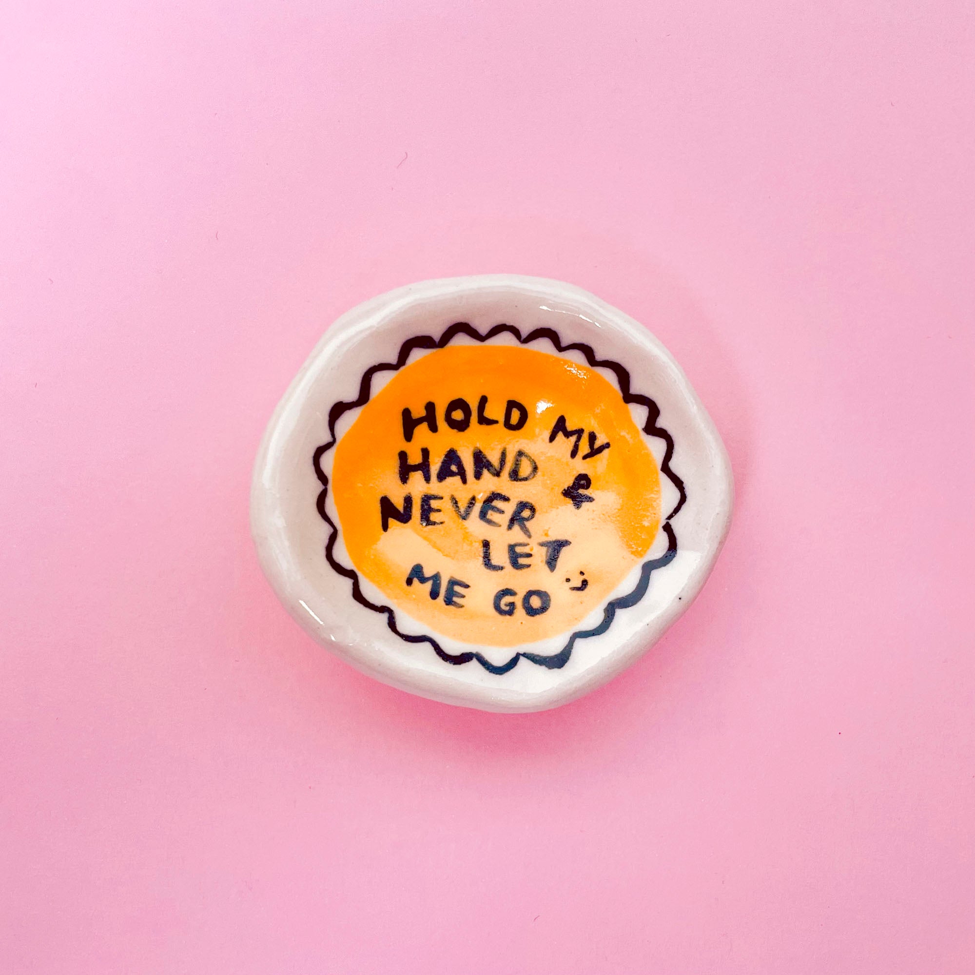 Hold My Hand & Never Let Me Go Yellow Trinket Tray