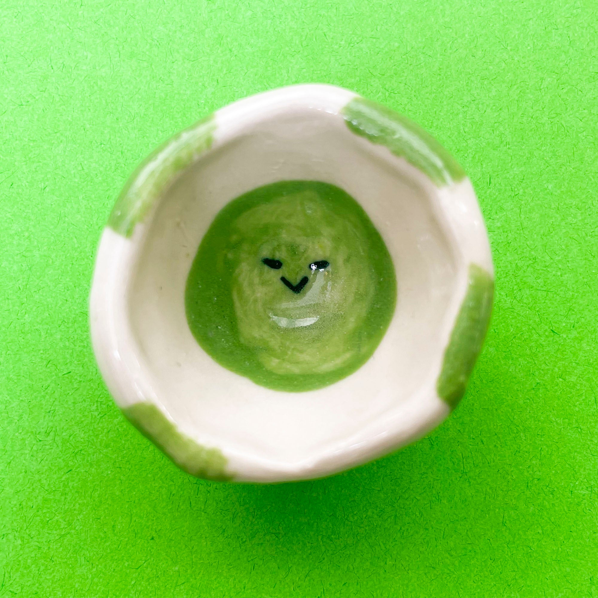 Green Striped Smiley Mini Pot