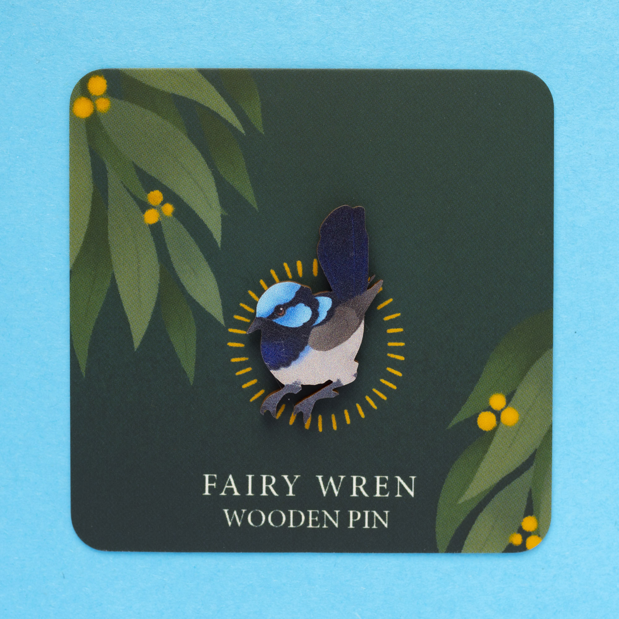 Fairy Wren Male Wood Pin
