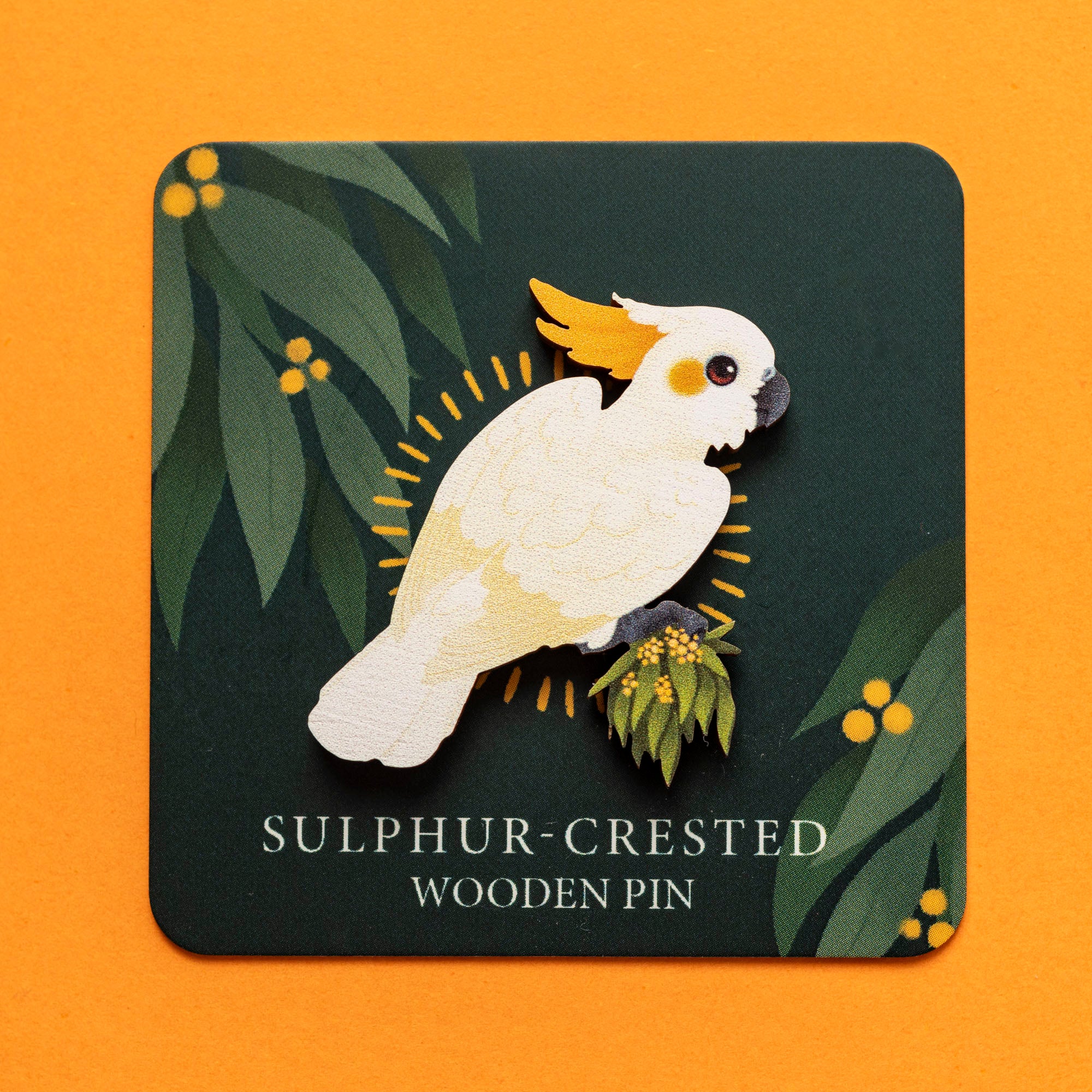 Sulphur Crested Cockatoo Wood Pin
