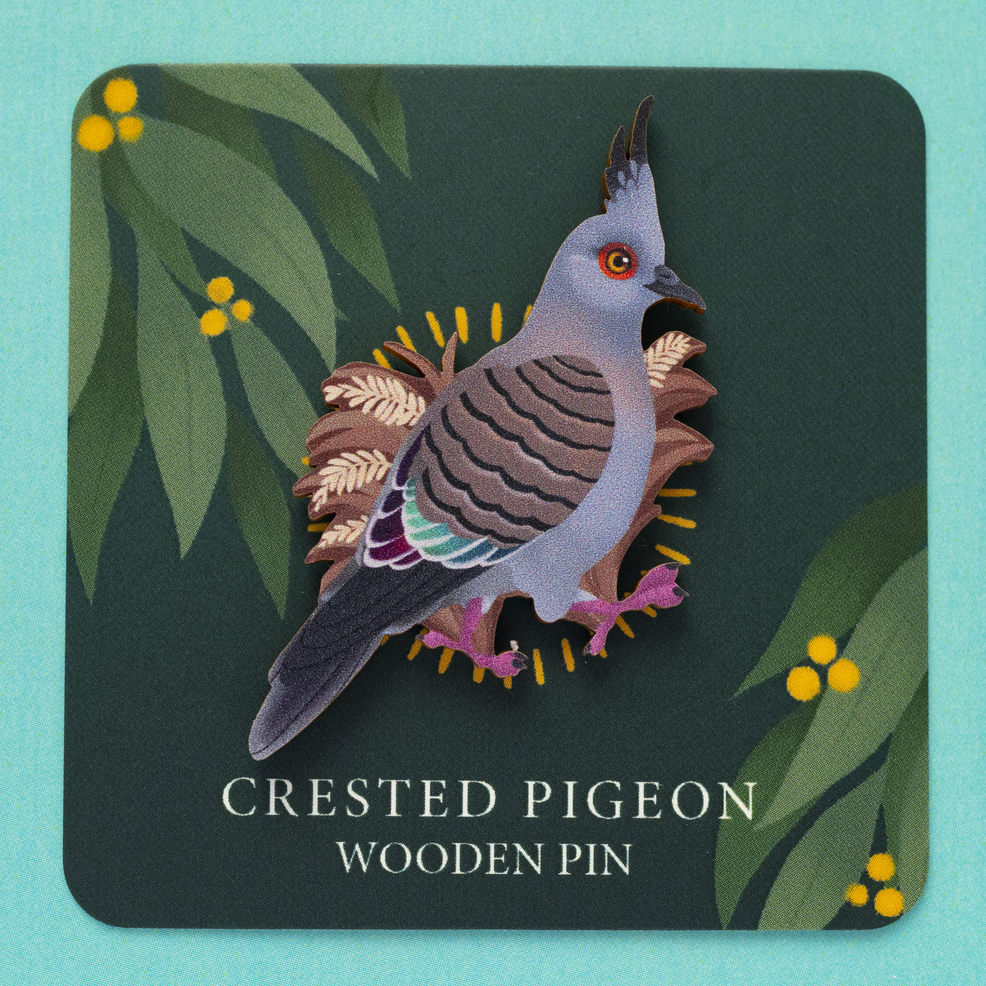 Crested Pigeon Wood Pin