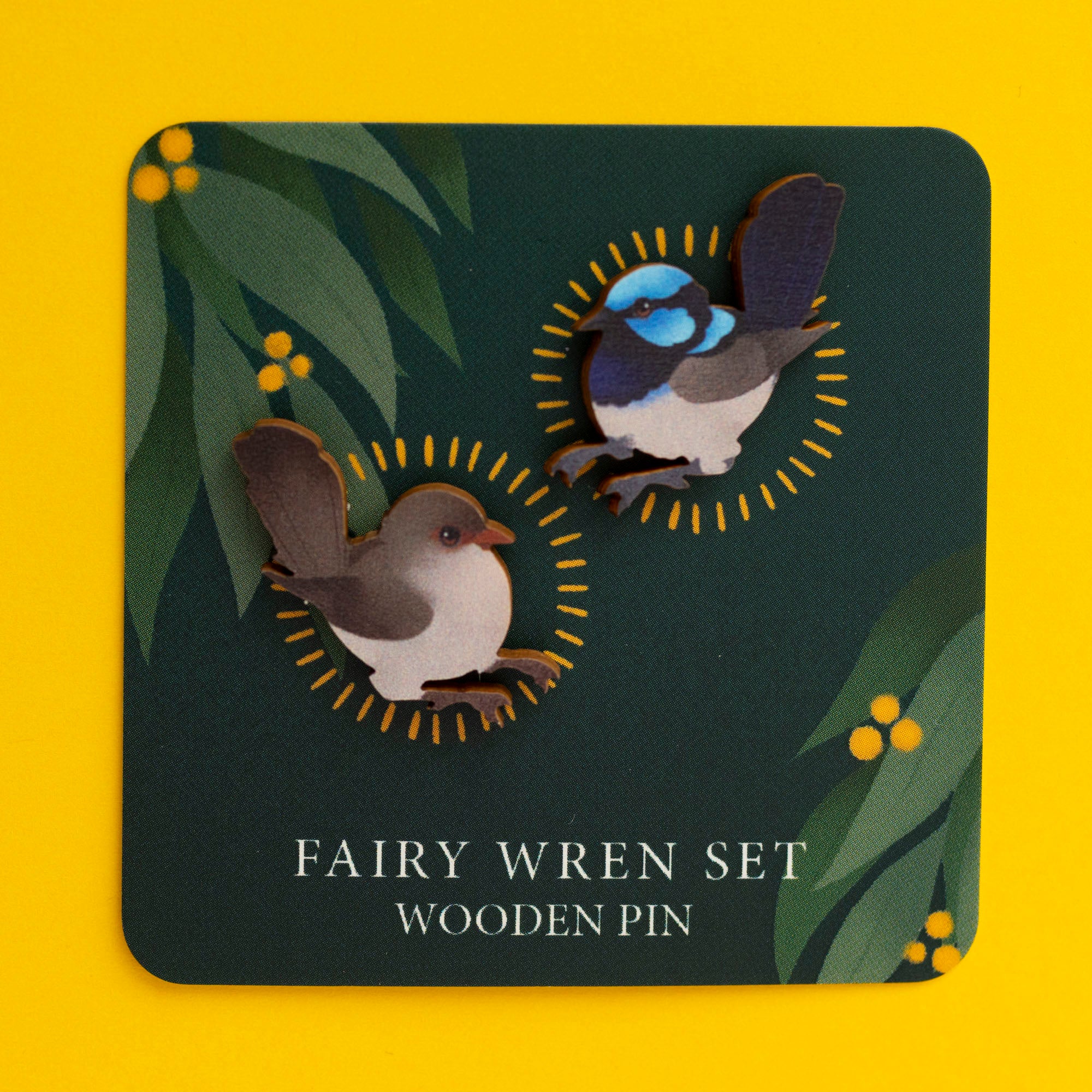 Fairy Wren Wood Pin Set