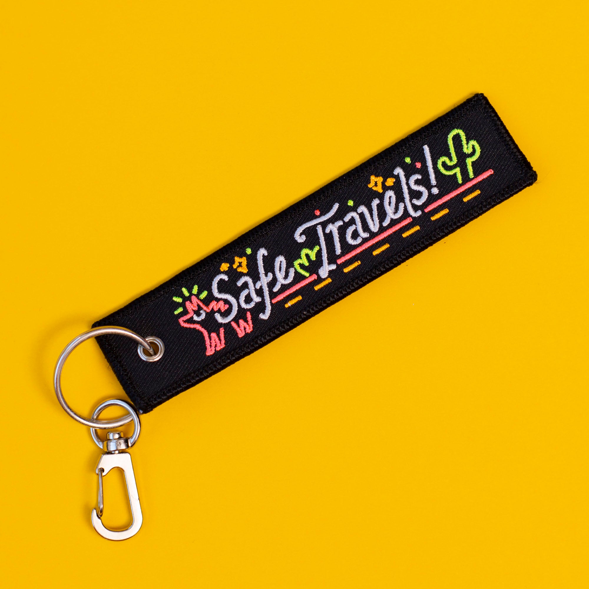 Safe Travels Embroidered Keychain