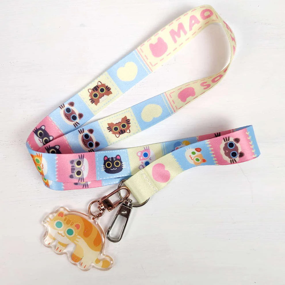 pastel blue cat lanyard