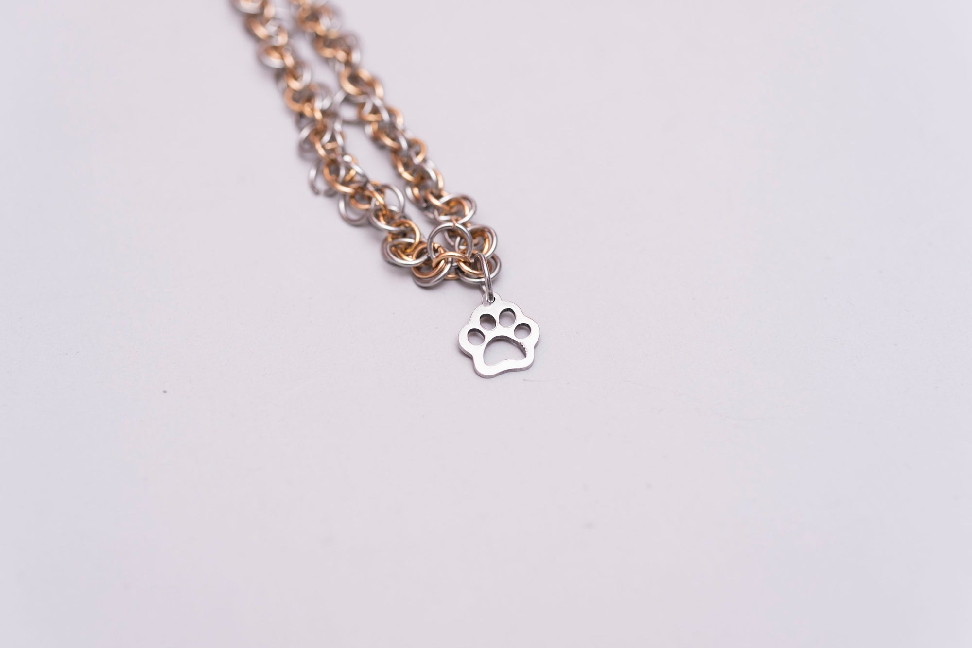 Triplet chain necklace with paw print charm 
