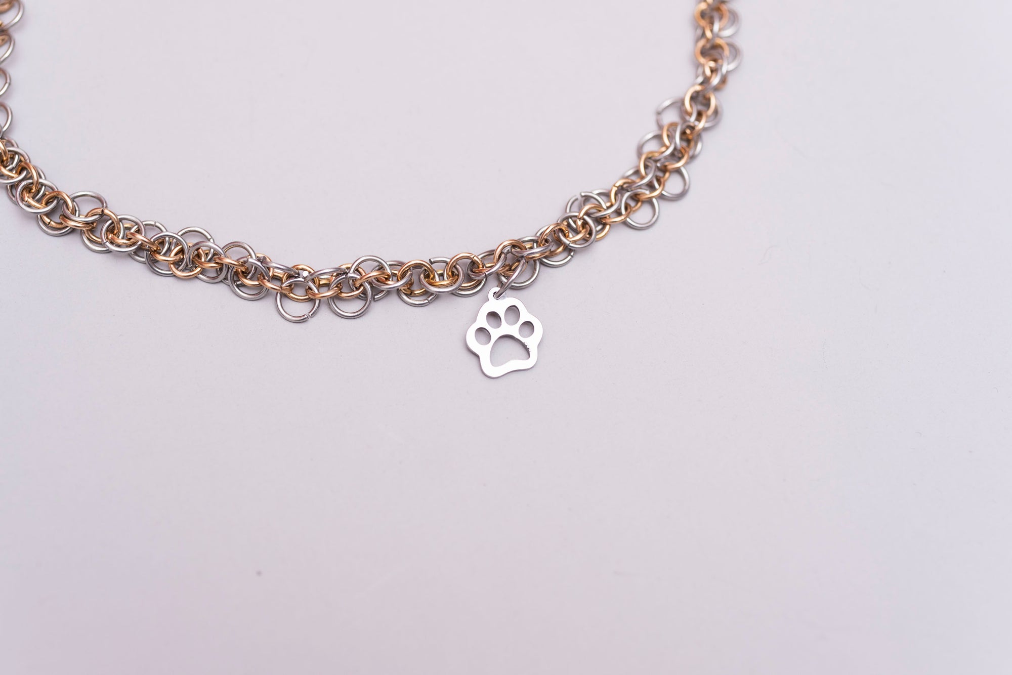 Triplet chain necklace with paw print charm 