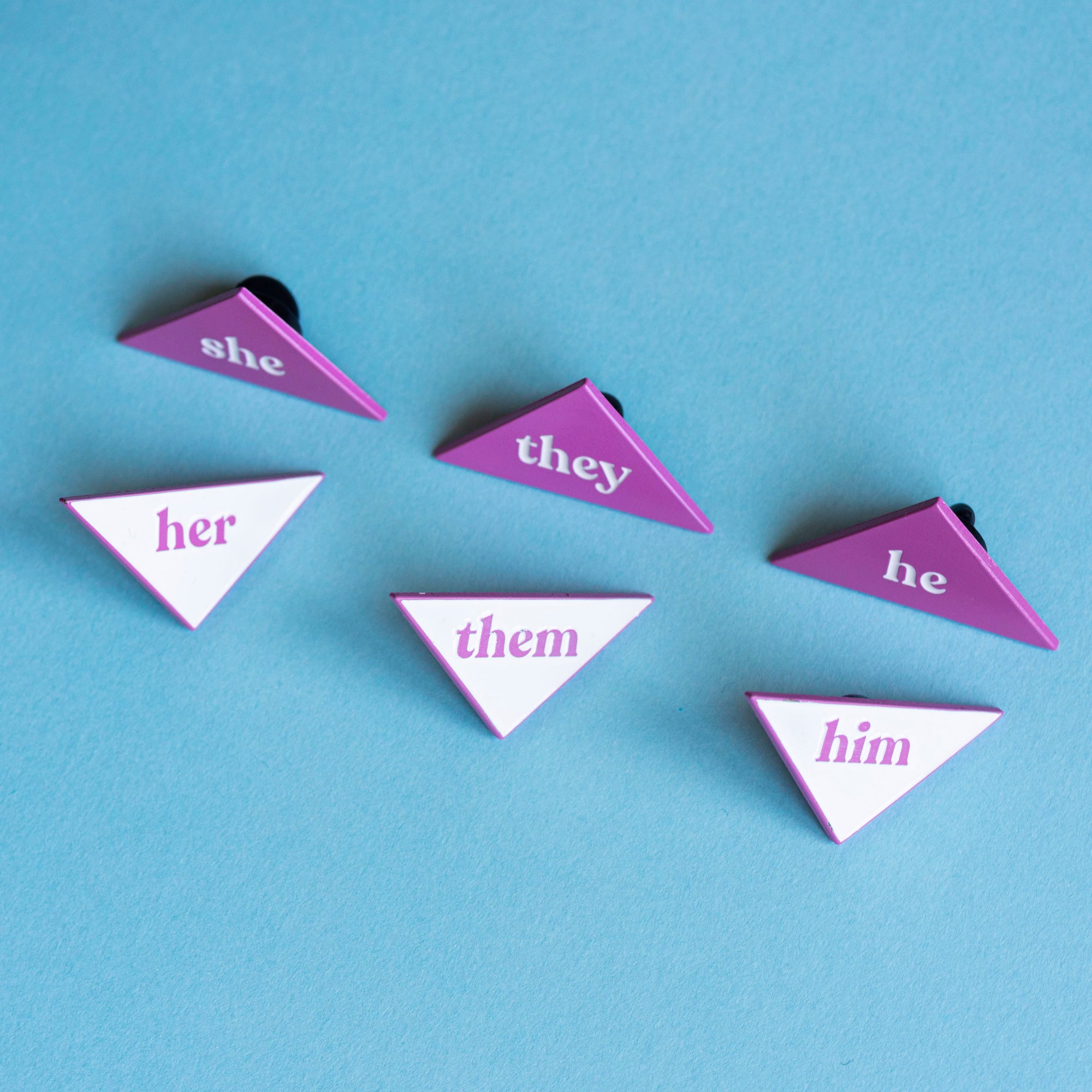 They - Pronouns Combo Enamel Pins - Pink - Top