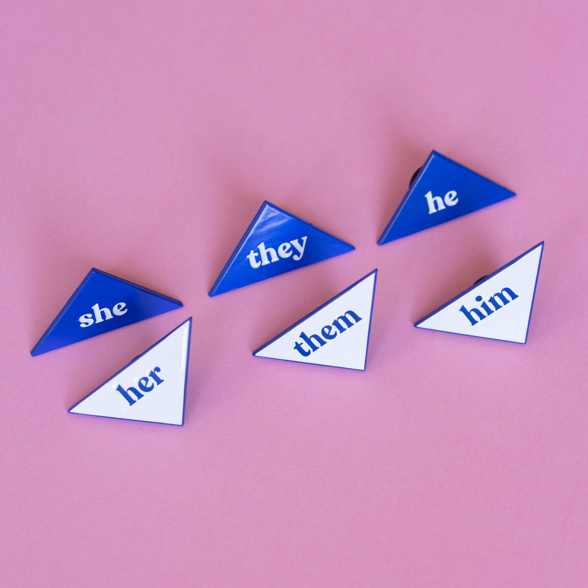 He - Pronouns Combo Enamel Pins - Blue - Top