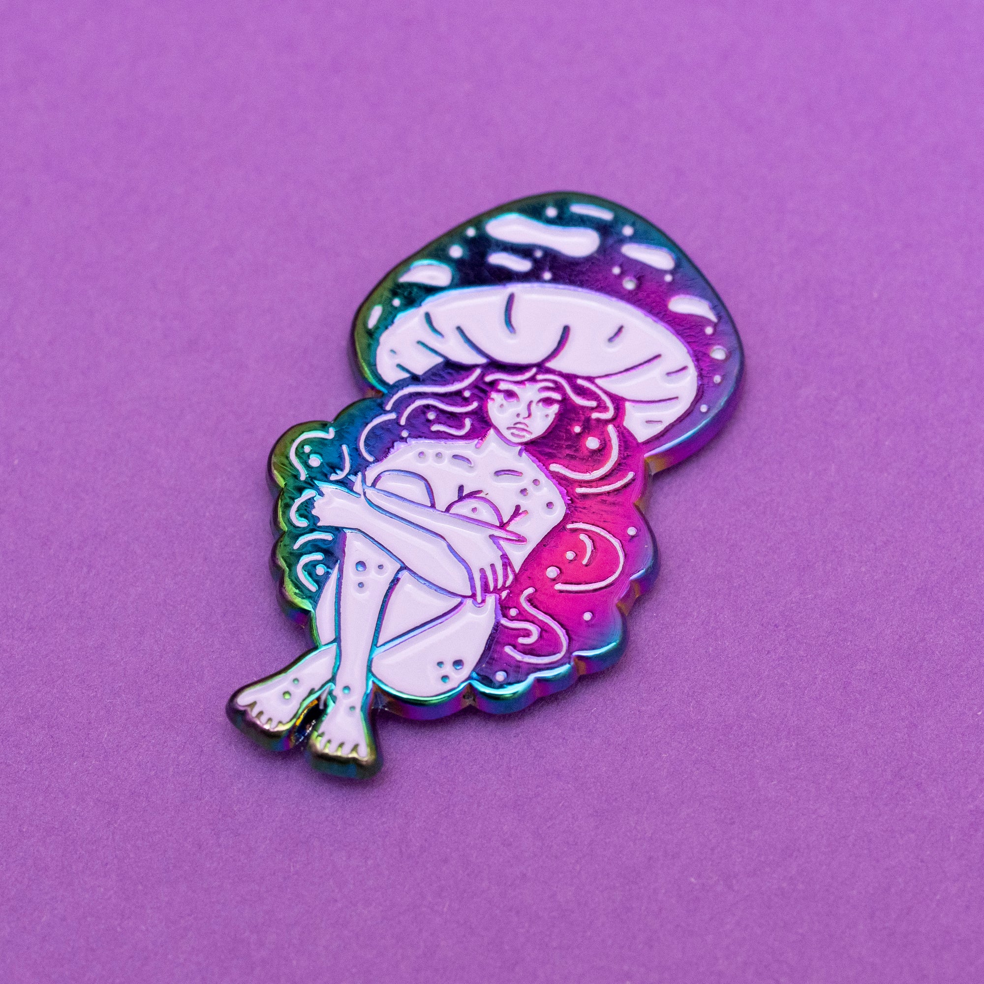 Violet Webcap Mushroom Girl Enamel Pin